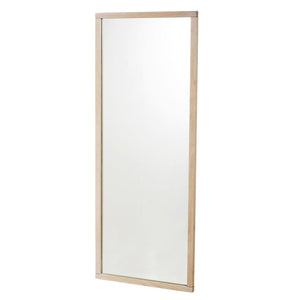 Stor rektangulär spegel med ljus träram i ekfärg, vertikal helfigurspegel för väggmontering