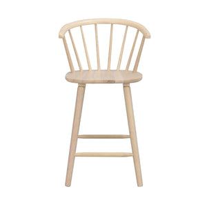 Naturell träbarpall med spjälor och ryggstöd i ljust trä, skandinavisk design