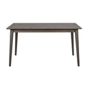 Grått matbord i trä med raka ben och rektangulär bordsskiva i modern skandinavisk design