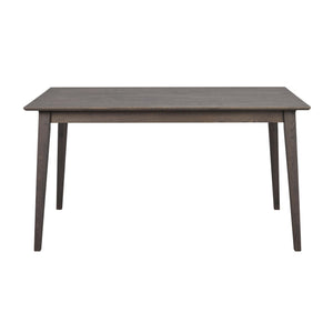 Grått matbord i trä med raka ben och rektangulär bordsskiva i modern skandinavisk design