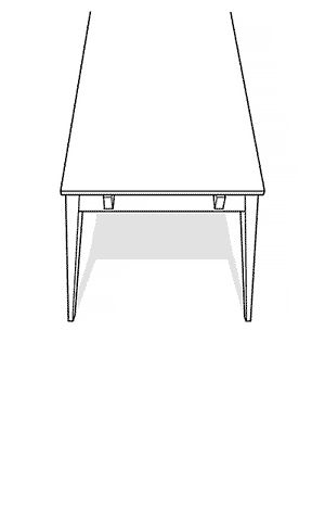 Skrivbord med hyllplan och avsmalnande ben i modern skandinavisk design