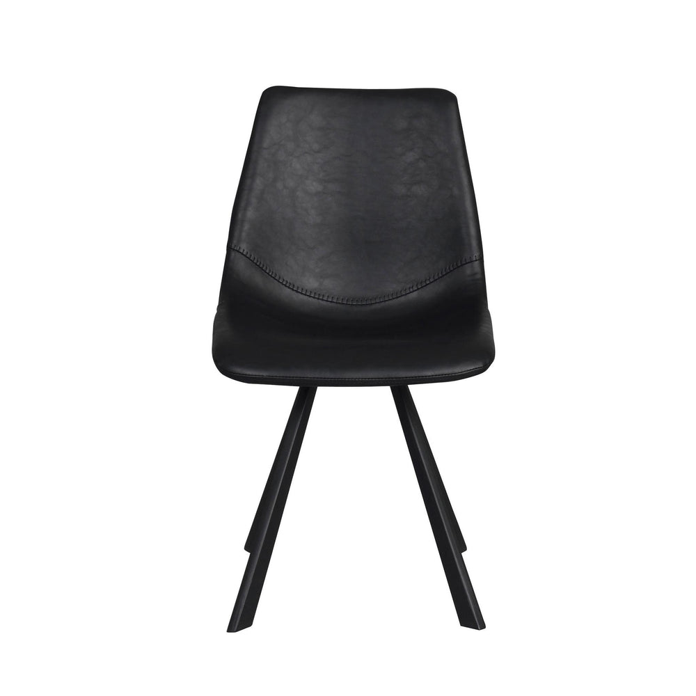Svart stol i konstläder med metallben, modern design i skandinavisk stil