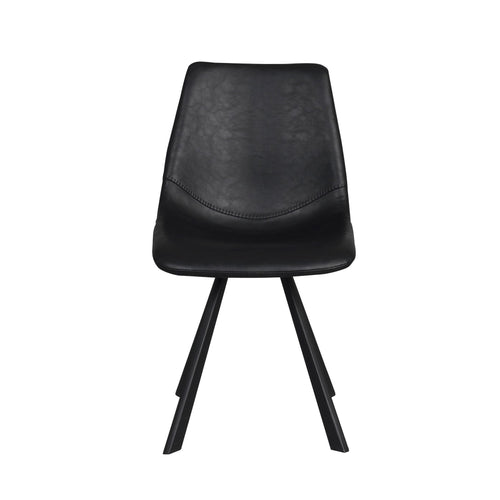 Svart stol i konstläder med metallben, modern design i skandinavisk stil