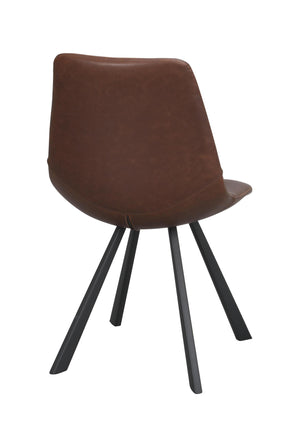 Brun stol med svarta ben i modern design, sedd bakifrån