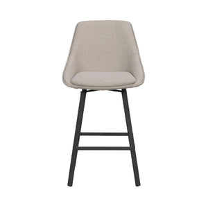 Barstol med beige stoppad sits och rygg, svarta metallben, modern design för kök eller bar