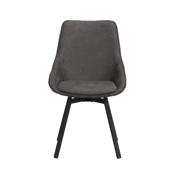 Grå matstol med svarta ben i modern skandinavisk design med mjuk klädd sits och rygg