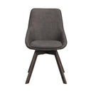 Grå matstol med svarta träben och svängbar sits i konstläder, modern skandinavisk design