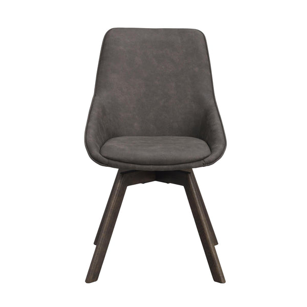 Grå matstol med svarta träben och svängbar sits i konstläder, modern skandinavisk design