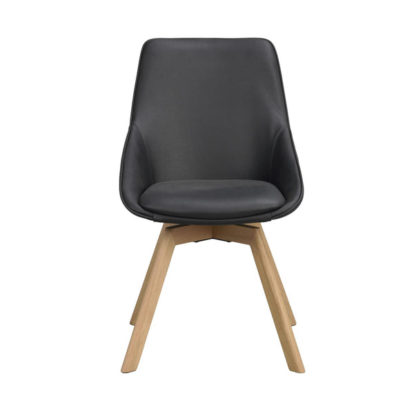 Grå matstol med träben i ek och stoppad sits, modern skandinavisk design