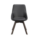 Grå matstol med svarta ben i trä, modern skandinavisk design med stoppad sits och rygg