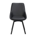 Svart designstol med PU-läderklädsel och träben i skandinavisk stil