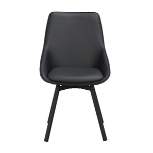 Svart designstol med PU-läderklädsel och träben i skandinavisk stil