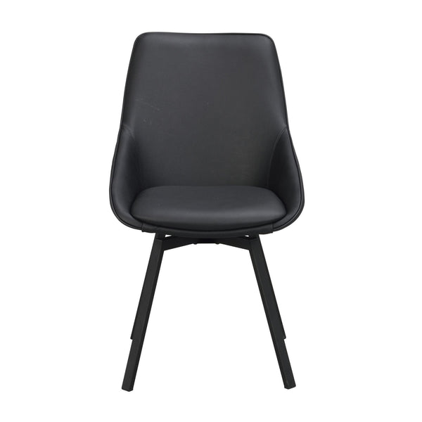 Svart designstol med PU-läderklädsel och träben i skandinavisk stil
