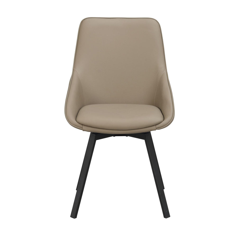 Grå matstol med svarta ben i modern design, stoppad sits och rygg med textilklädsel