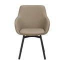 Beige fåtölj med armstöd och svarta ben, modern design i konstläder