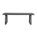 Grått matbord med rektangulär bordsskiva och metallben i U-form