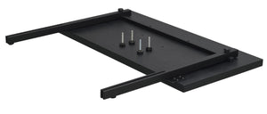 Svart tangentbordshållare med utdragbara skenor och monteringsskruvar för skrivbordsmontage