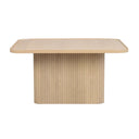 Soffbord i ljust trä med rundade hörn och räfflad cylinderformad fot