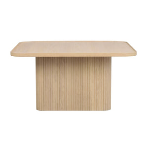 Soffbord i ljust trä med rundade hörn och räfflad cylinderformad fot