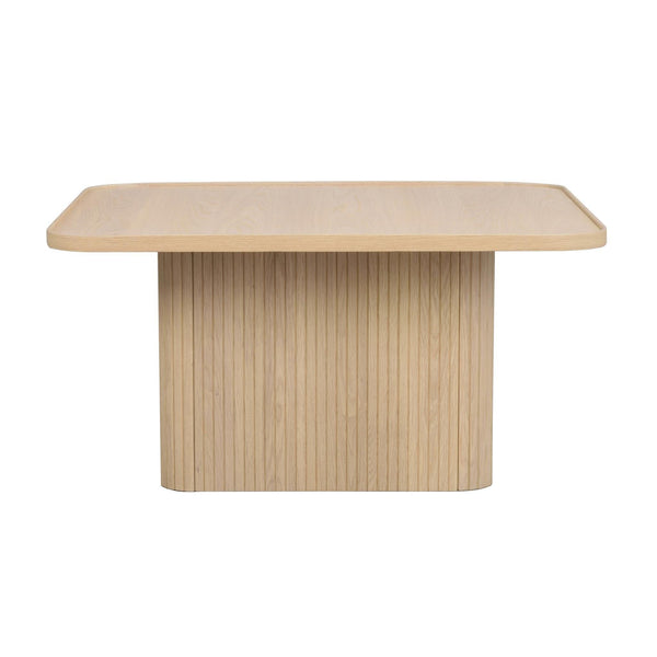 Soffbord i ljust trä med rundade hörn och räfflad cylinderformad fot