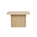 Soffbord i ljust trä med räfflad cylinderformad fot och rektangulär bordsskiva