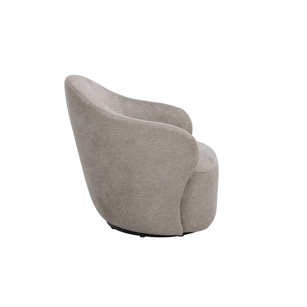 Grå svängbar fåtölj med organisk, vågformad design och mjuk klädsel