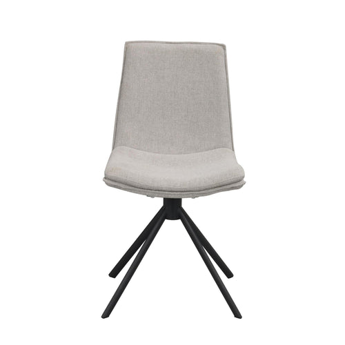 Grå matstol med svart metallben och stoppad sits, modern design med snurrfunktion