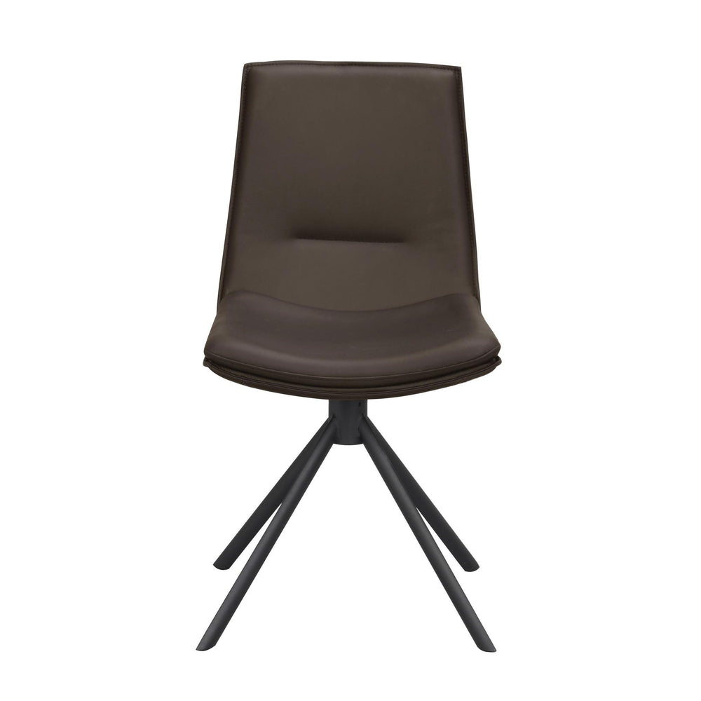 Lowell stol brunt läder/svart metall rak snurr a.