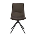 Lowell stol brunt läder/svart metall rak snurr a.