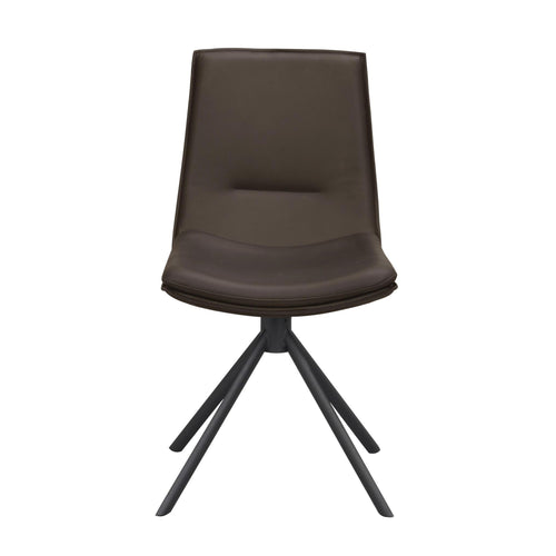 Lowell stol brunt läder/svart metall rak snurr a.