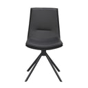 Svart modern matstol med PU-läderklädsel och fyrbent metallunderrede i svart finish