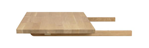 Skärbräda i ljust trä med handtag, visad från sidan med synlig tjocklek och trästruktur