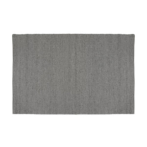 Grå rektangulär bordstablett i vävt textilmaterial med ribbad struktur och fransar i kanterna