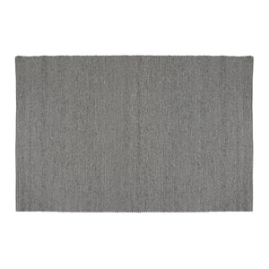 Grå vävd matta i ullblandning med vertikala ränder och fransade kanter