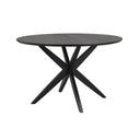 Runt matbord i svart trä med korsformade ben i modern design
