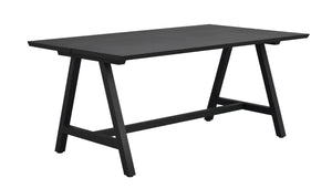 Svart matbord i trä med A-formade ben och robust design, modern skandinavisk stil