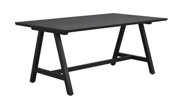 Svart matbord i trä med A-formade ben och robust design, modern skandinavisk stil