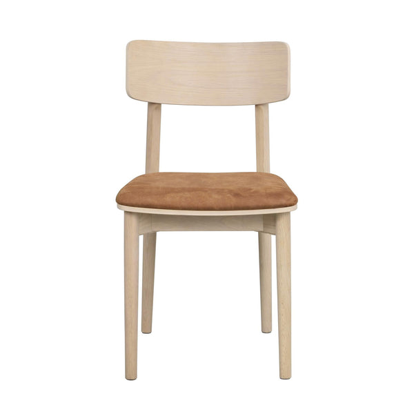 Wolcott stol vitpigmenterad ek/brun läder-textil a.