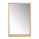 Rektangulär spegel med ljus träram i ek och liten hylla i nederkant