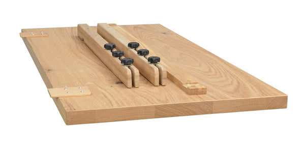 Träslipanordning med justeringsskruvar för slipning av träytor på arbetsbänk