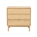 Byrå i ljust trä med tre lådor och ben, modern skandinavisk design