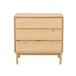 Byrå i ljust trä med tre lådor och ben, modern skandinavisk design