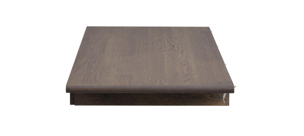 Mörkbrun träbänk med synlig träådring, modern design med ren och enkel form