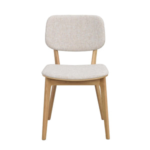 Stol i ljust tyg med träben i ek, skandinavisk design för matsal och kök