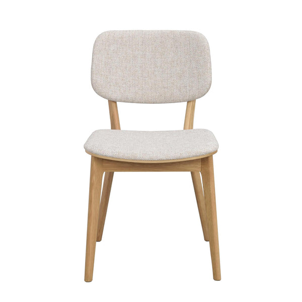 Stol i ljust tyg med träben i ek, skandinavisk design för matsal och kök