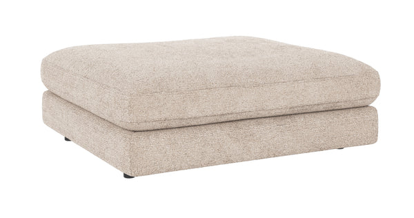 Beige sittpuff med rundade hörn och avtagbart överdrag i textilfibrer