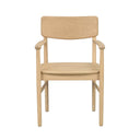 Stol i ljust trä med armstöd och ryggstöd, modern skandinavisk design