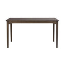 Mörkbrunt träbord med raka ben och rektangulär bordsskiva i klassisk design