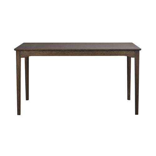 Mörkbrunt träbord med raka ben och rektangulär bordsskiva i klassisk design