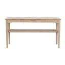 Avlastningsbord i ljust trä med låda och hylla, skandinavisk design